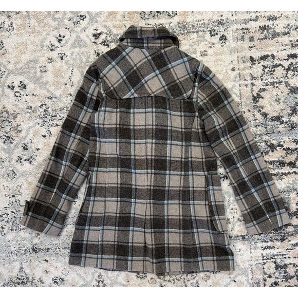 Gap Women’s Wool Blend Brown Blue Plaid Peacoat XS Preppy - Picture 7 of 7